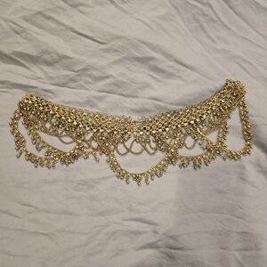 Kuchi-style belly dancing belt, decorative waist chain. gold-tone. metal dangles